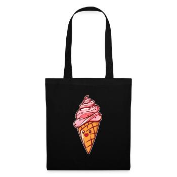Eis Eiscreme Naschen Entspannen Urlaub Ferien - Stoffbeutel - Schwarz - Vorne