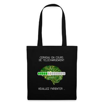 Cerveau en cours de téléchargement t-shirt humour - Sac en tissu - noir - Devant