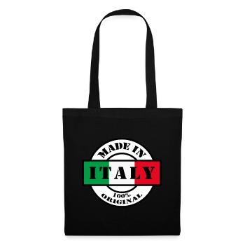 MADE IN ITALY Italien Italia Geschenk - Stoffbeutel - Schwarz - Vorne