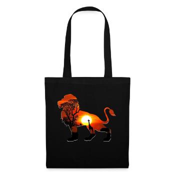 Lion majestueux - Déssin animal - Sac en tissu - noir - Devant