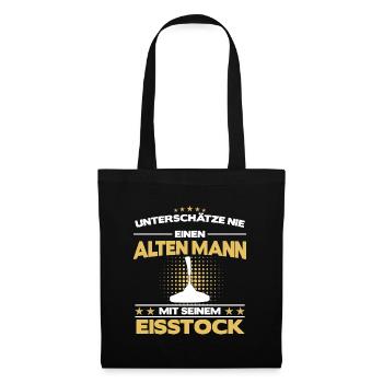 Stockschießen Eisstockschießen Eisstock Spruch - Stoffbeutel - Schwarz - Vorne