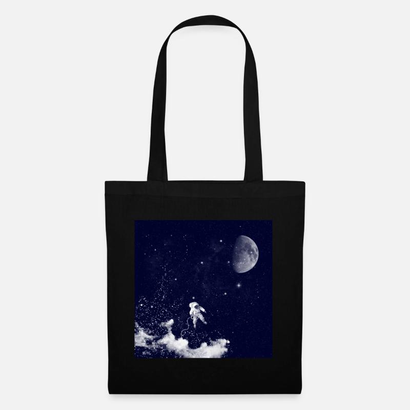 Dans l'espace, planètes et astronaute dans la nébuleuse - Sac en tissu - noir