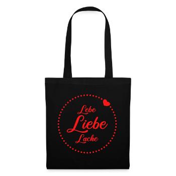 Lebe Liebe Lache Herz Glück rot - Stoffbeutel - Schwarz - Vorne