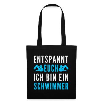 lustiger Schwimmen Schwimmer Entspannt euch Spruch - Stoffbeutel - Schwarz - Vorne