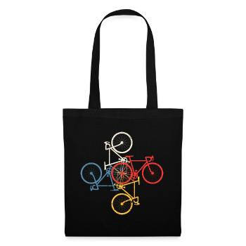 Buntes Fahrrad-Mosaik - Stoffbeutel - Schwarz - Vorne