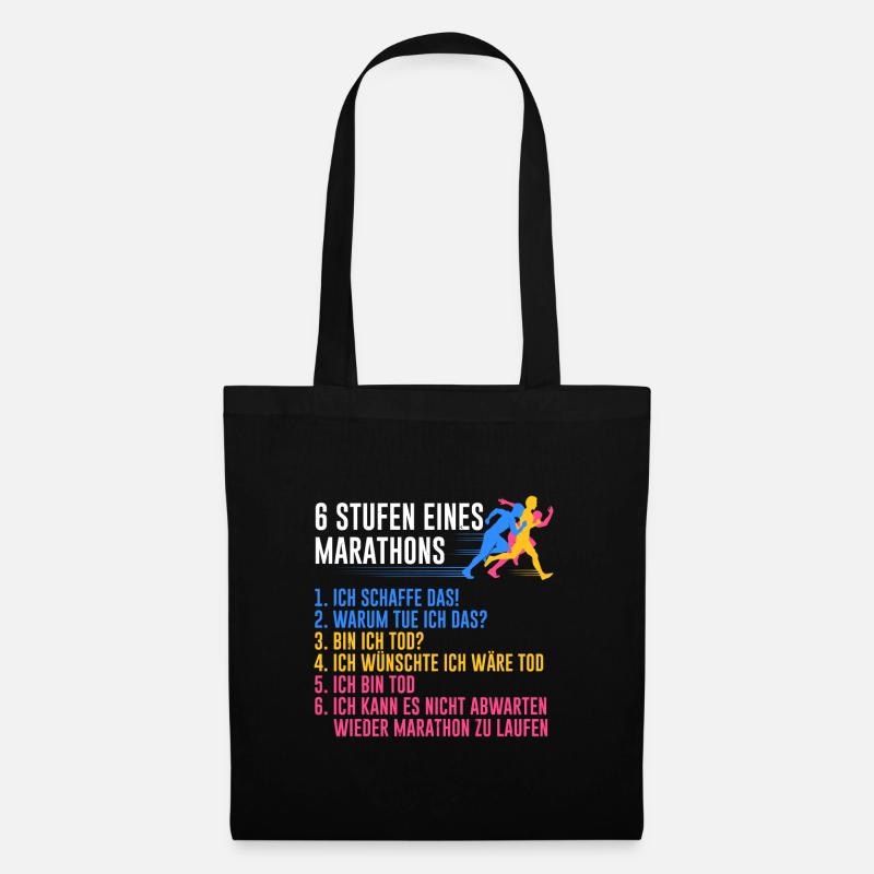 6 Stufen eines Marathons Läufer Geschenk Running - Stoffbeutel - Schwarz