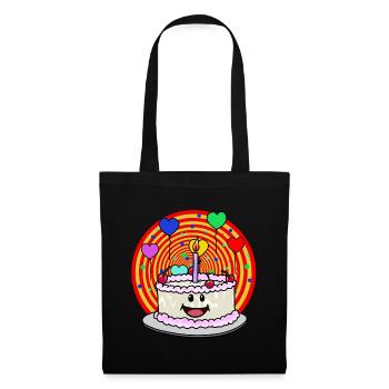Anniversaire gâteau fête Félicitations enfants - Sac en tissu - noir - Devant