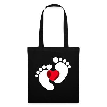 Bébé Pieds Bébé Enceinte Coeur - Sac en tissu - noir - Devant