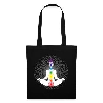 yoga chakra white om energy zen rainbow - Tote Bag - black - Front