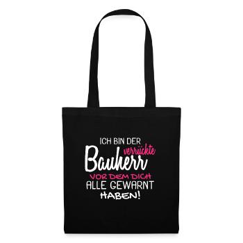 Bauherr Bauherren Baubeginn Hausbau Geschenk - Stoffbeutel - Schwarz - Vorne