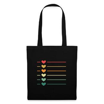 Line Heart Retro - Tote Bag - black - Front