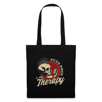 Punk Rock Is My Therapy Punkrock Punk Totenkopf - Stoffbeutel - Schwarz - Vorne