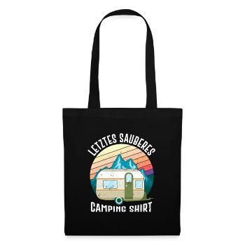 Letztes sauberes Campingshirt Wohnwagen Camper - Stoffbeutel - Schwarz - Vorne