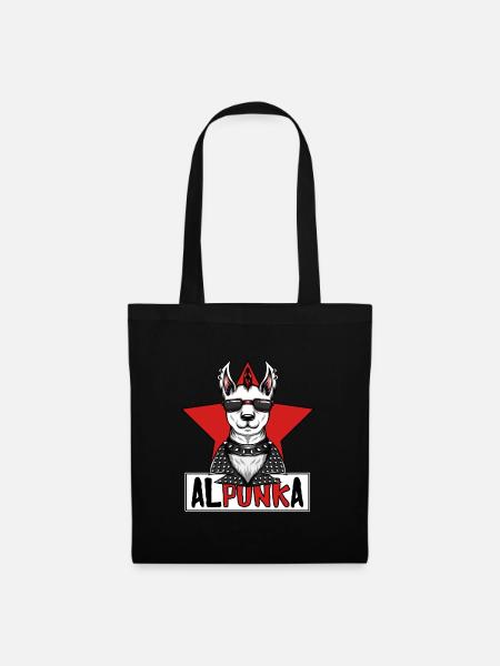 Alpunka Punk Alpaka Lama Punkrock Punkrocker Stern - Stoffbeutel - Schwarz