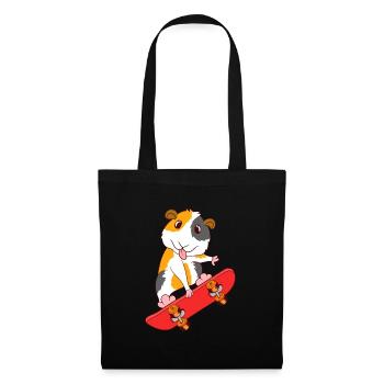 Skateboard Guinée Cochon Skate Sur T-shirt Design - Sac en tissu - noir - Devant