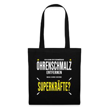 Ohrenarzt hören Ohren Ohr Geschenk lustig - Stoffbeutel - Schwarz - Vorne