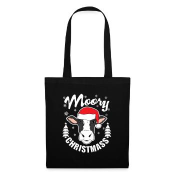 Mooy Weihnachten Kuh Kühe Moo Bauer - Stoffbeutel - Schwarz - Vorne