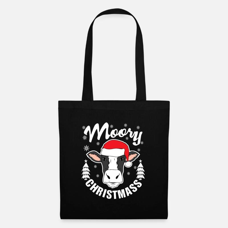 Mooy Weihnachten Kuh Kühe Moo Bauer - Stoffbeutel - Schwarz