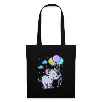 Drôle animal Cool Bébé Éléphant - Sac en tissu - noir - Devant