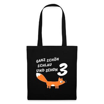 Kindergeburtstag 3 Jahre - Stoffbeutel - Schwarz - Vorne