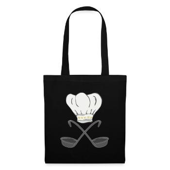 Toque de chef avec louches à soupe, cuisson - Sac en tissu - noir - Devant