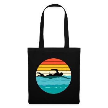 Natation Équipe De Natation Nageur Athlète Vintage Rétro - Sac en tissu - noir - Devant