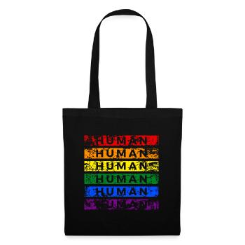 LGBT Human Mensch Regenbogen Geschenkidee - Stoffbeutel - Schwarz - Vorne