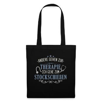 Stockschießen Eisstockschießen Eisstock Spruch - Stoffbeutel - Schwarz - Vorne