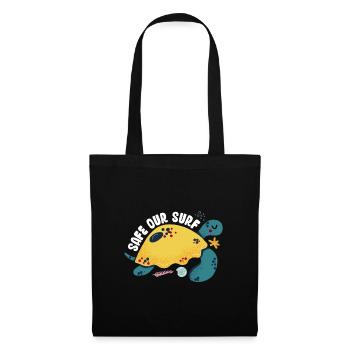 Safe our Surf quote with cute sea animal turtle - Stoffbeutel - Schwarz - Vorne
