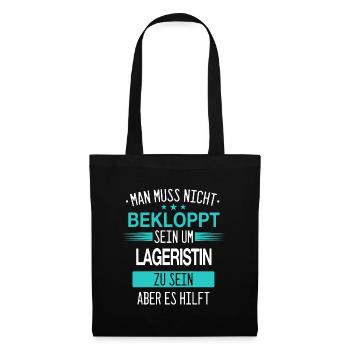 Lageristin Lagerlogistiker Logistiker Beruf Spruch - Stoffbeutel - Schwarz - Vorne