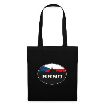 Brno Czechia Skyline Silhouette Tschechische Flagge Reisen - Stoffbeutel - Schwarz - Vorne
