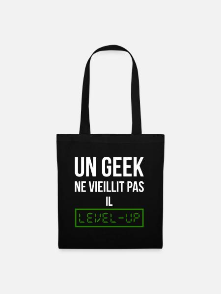 Geek Level (vert) - Sac en tissu - noir
