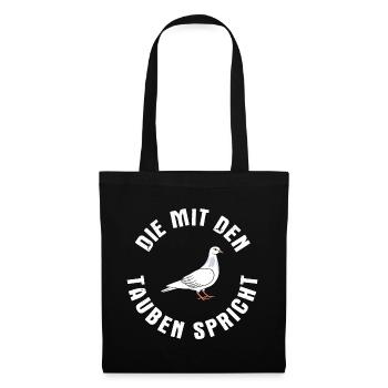 Taube Tauben Vogel - Stoffbeutel - Schwarz - Vorne