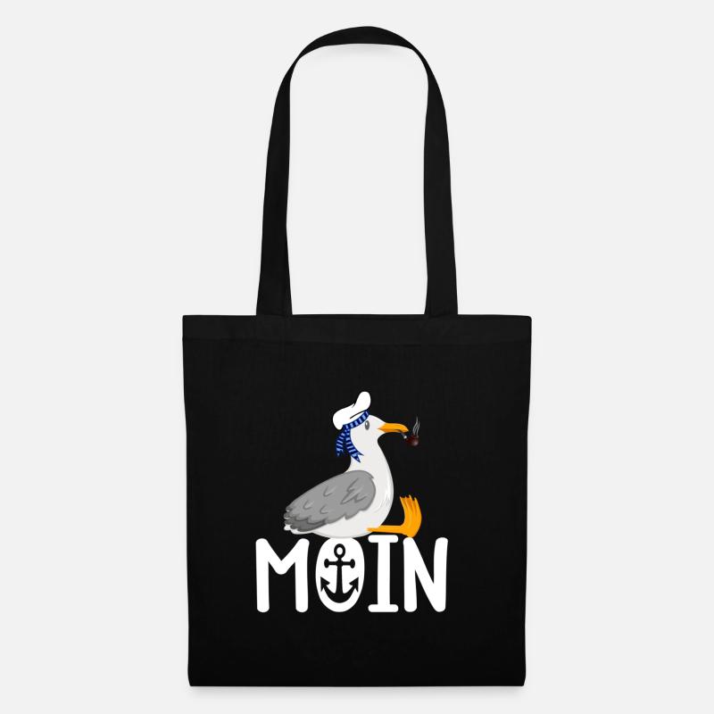 Moin Möwe Seemann - Stoffbeutel - Schwarz