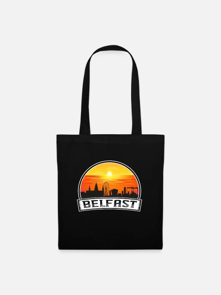 Belfast Northern Ireland Skyline Vintage Sunset Tr - Tote Bag - black