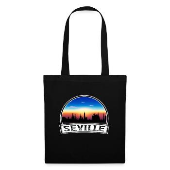 Sevilla Spanien Skyline Vintage Sonnenuntergang Reise Souven - Stoffbeutel - Schwarz - Vorne