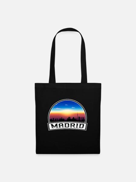 Madrid Spanien Skyline Vintage Sonnenuntergang Reise Souveni - Stoffbeutel - Schwarz
