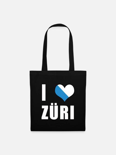 i love Zurich Züri Love Heart Switzerland Gift - Tote Bag - black