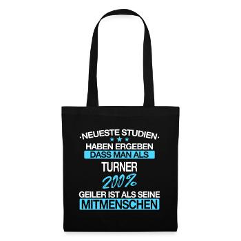 Turnen Turner Bodenturnen Geräteturnen Spruch - Stoffbeutel - Schwarz - Vorne