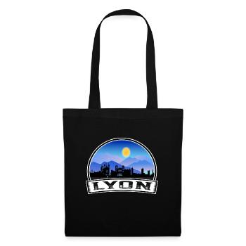 Lyon Frankreich Skyline Vintage Sonnenuntergang Reise Souvenir - Stoffbeutel - Schwarz - Vorne