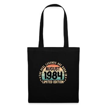 Born in 1984 Tee Vintage Legend Born in August - Stoffbeutel - Schwarz - Vorne