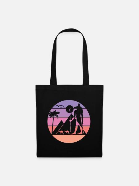 Anubis-rosa Sonnenuntergang – altes Ägypten - Stoffbeutel - Schwarz