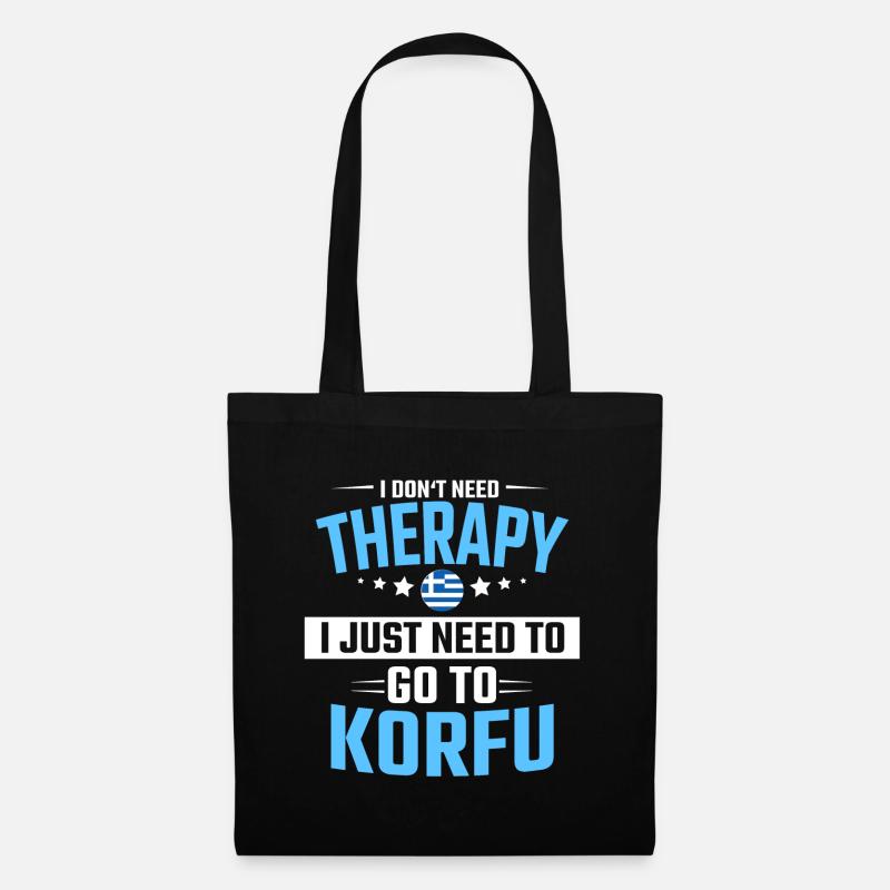 Korfu Griechenland Design Geschenkidee - Stoffbeutel - Schwarz