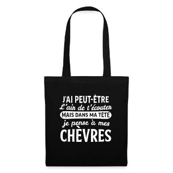 dans ma tête je pense à mes chèvres - Sac en tissu - noir - Devant