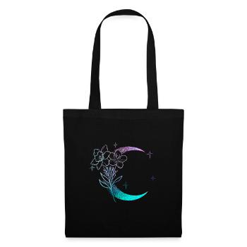 Lune avec fleurs dotwork tattoo - Sac en tissu - noir - Devant