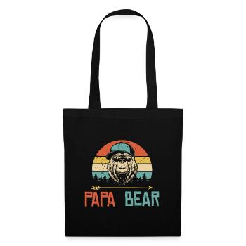 Papa Bär Vatertag Geschenk Retro Bär - Stoffbeutel - Schwarz - Vorne