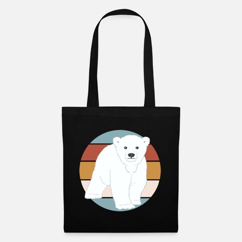 Retro Eisbär - Stoffbeutel - Schwarz
