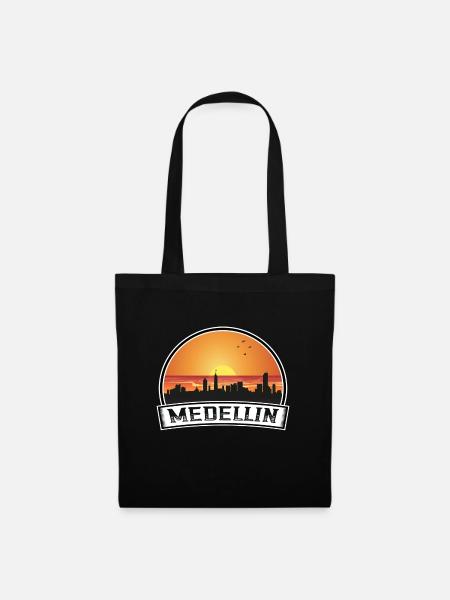 Medellin Colombie Skyline Vintage Sunset Travel So - Sac en tissu - noir