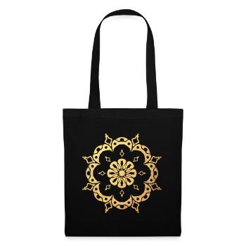 Gold Sonne Yoga Meditation Blume Blüte Indien om - Stoffbeutel - Schwarz - Vorne