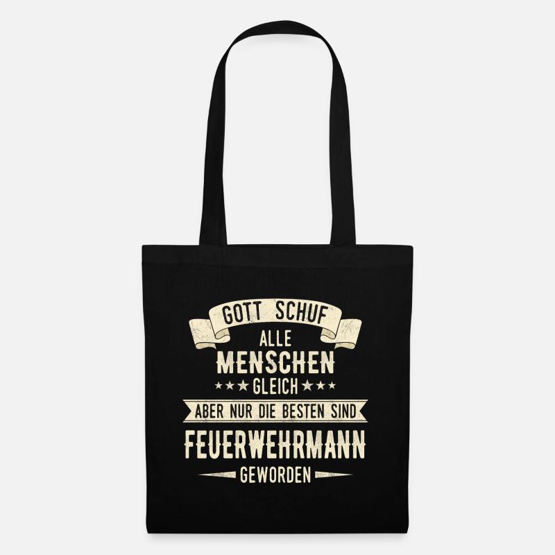 Feuerwehrmann Feuerwehr Notruf 112 Beruf Spruch - Stoffbeutel - Schwarz